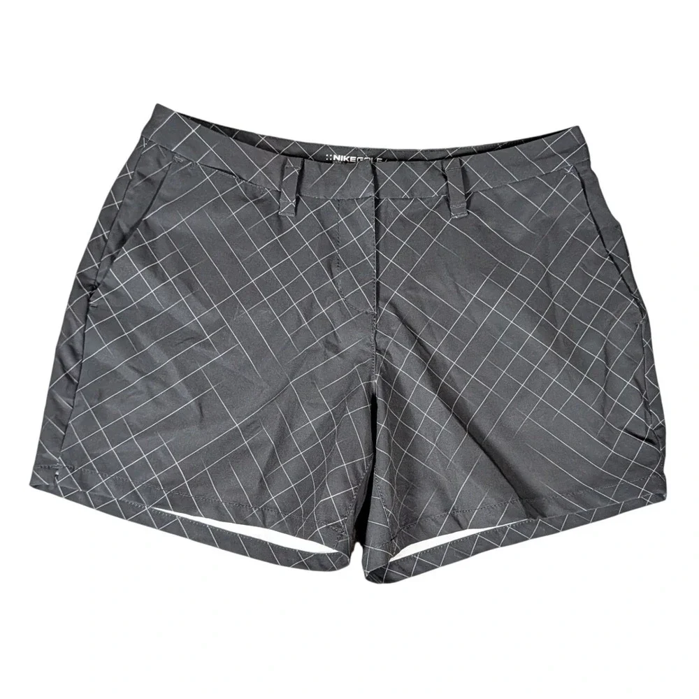 Nike Golf Dri-FIT Shorts Mens Black White Grid Geometric Athletic 6086